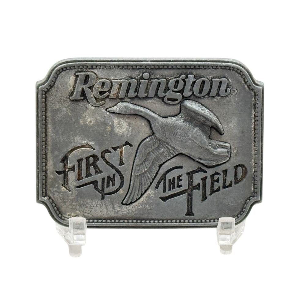 Vintage Remington First in the Field Advertising Collectible Belt Buckle
